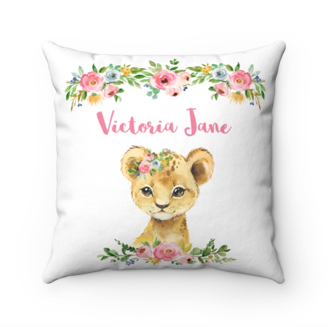Personalized Lion Pillow, Personalised Name Pillow, Lion Cushion, Name