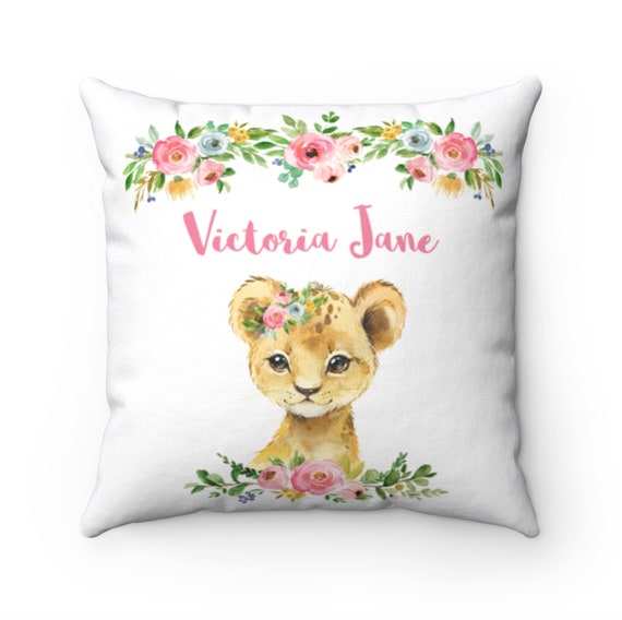 Personalized Lion Pillow Personalised Name Pillow Lion Cushion Name Pillow Girl Lion Nursery Decor Lion Gifts Lion Baby Shower Gift