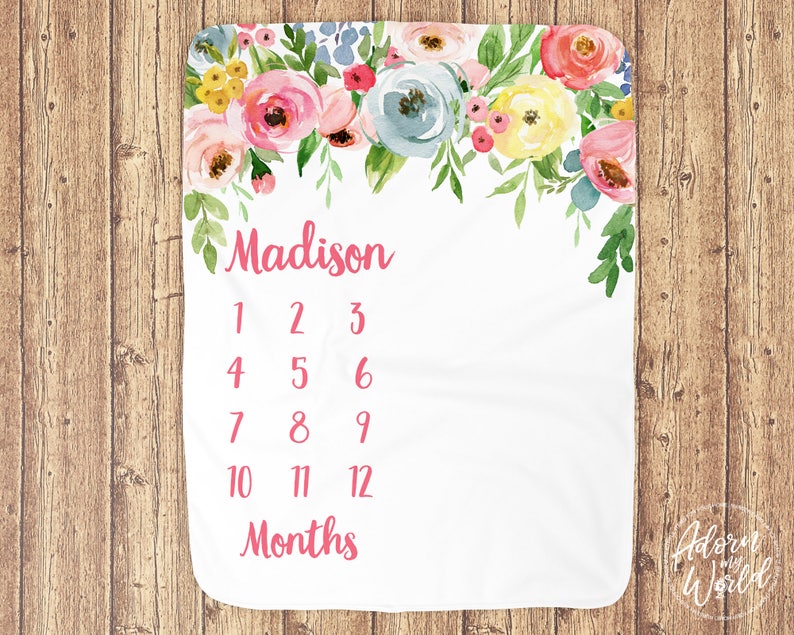 Monthly Milestone Blanket Milestone Blanket Girl Custom Etsy