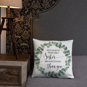 Lofaris Sister Themed Throw Pillow Cover 18x18 Inch - Alpaca Floral Design Inspirational Gift For Sister, Home Decor