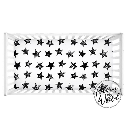 Star Crib Sheets Black and White Fitted Crib Sheet Etsy