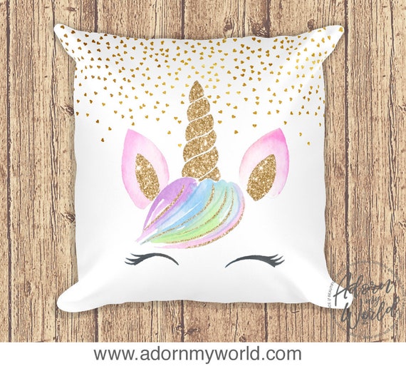 clima viceversa Contagioso Almohada Unicornio Cojín Unicornio Gold Glitter Decoración - Etsy México