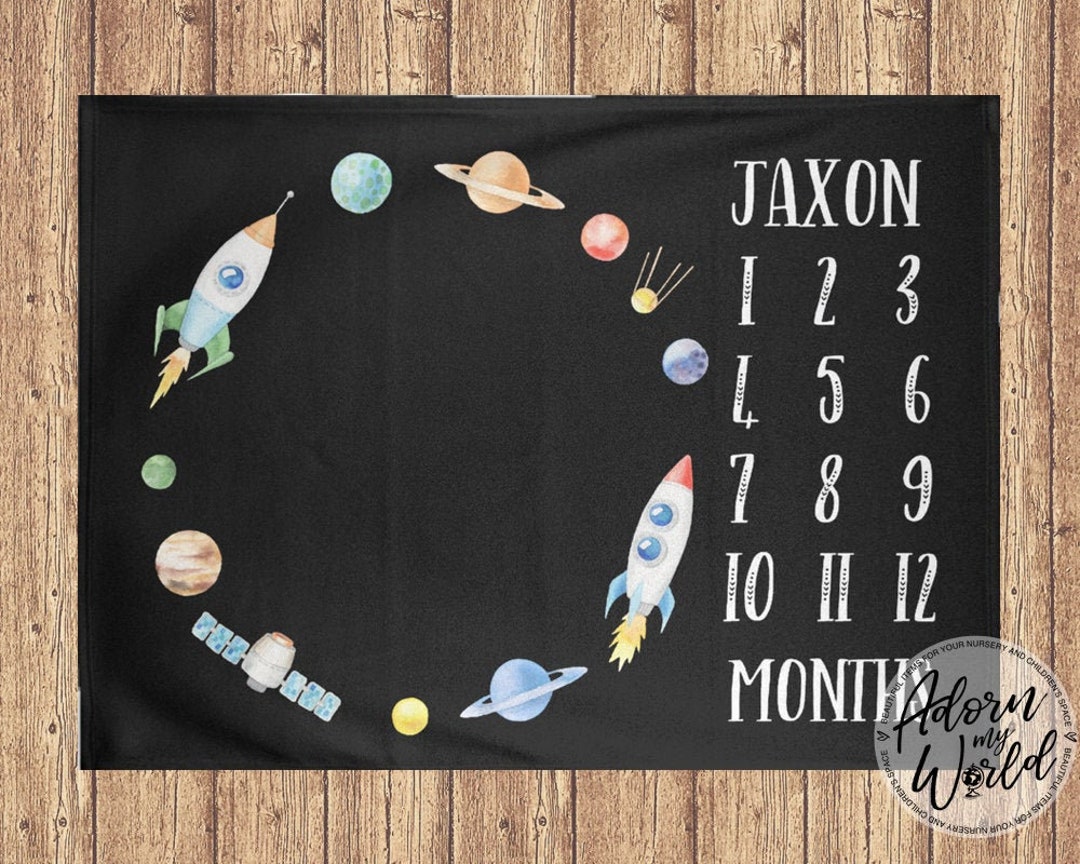 Space Milestone Blanket, Outer Space Nursery, Rockets, Baby