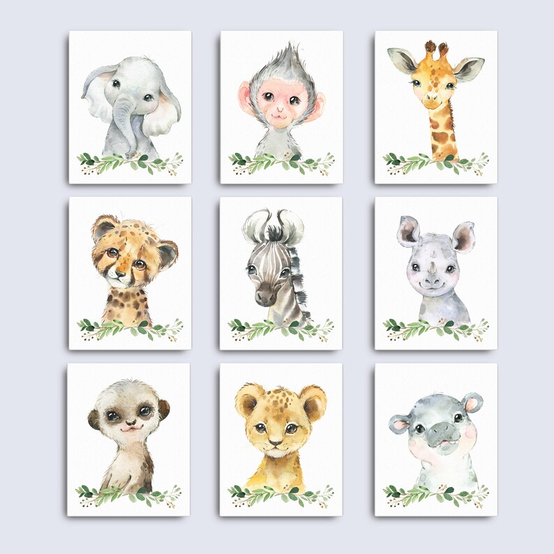 Safari Animal Wall Art Safari Animal Canvas Wraps Jungle Etsy