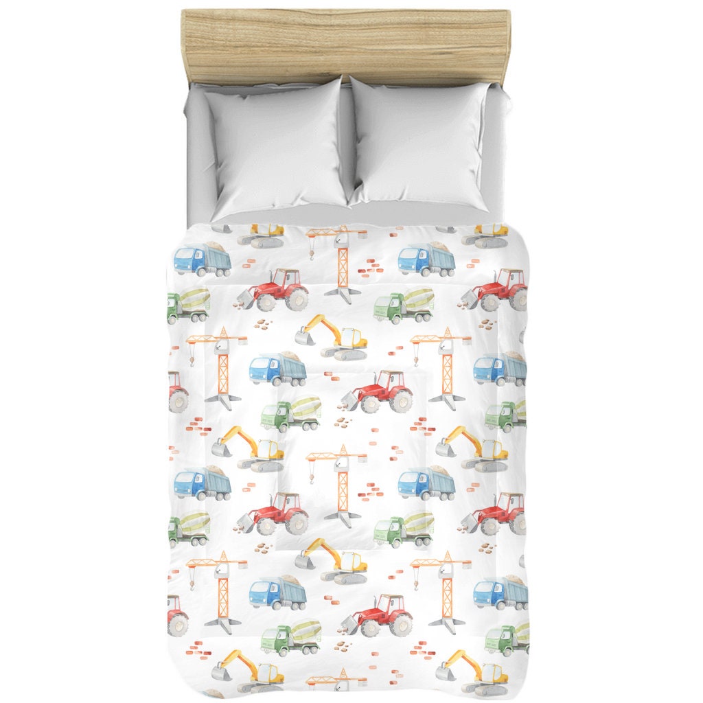 Kids Zone Collection Full Size Sheet Set for Boys Construction Crane Traffic Dig 