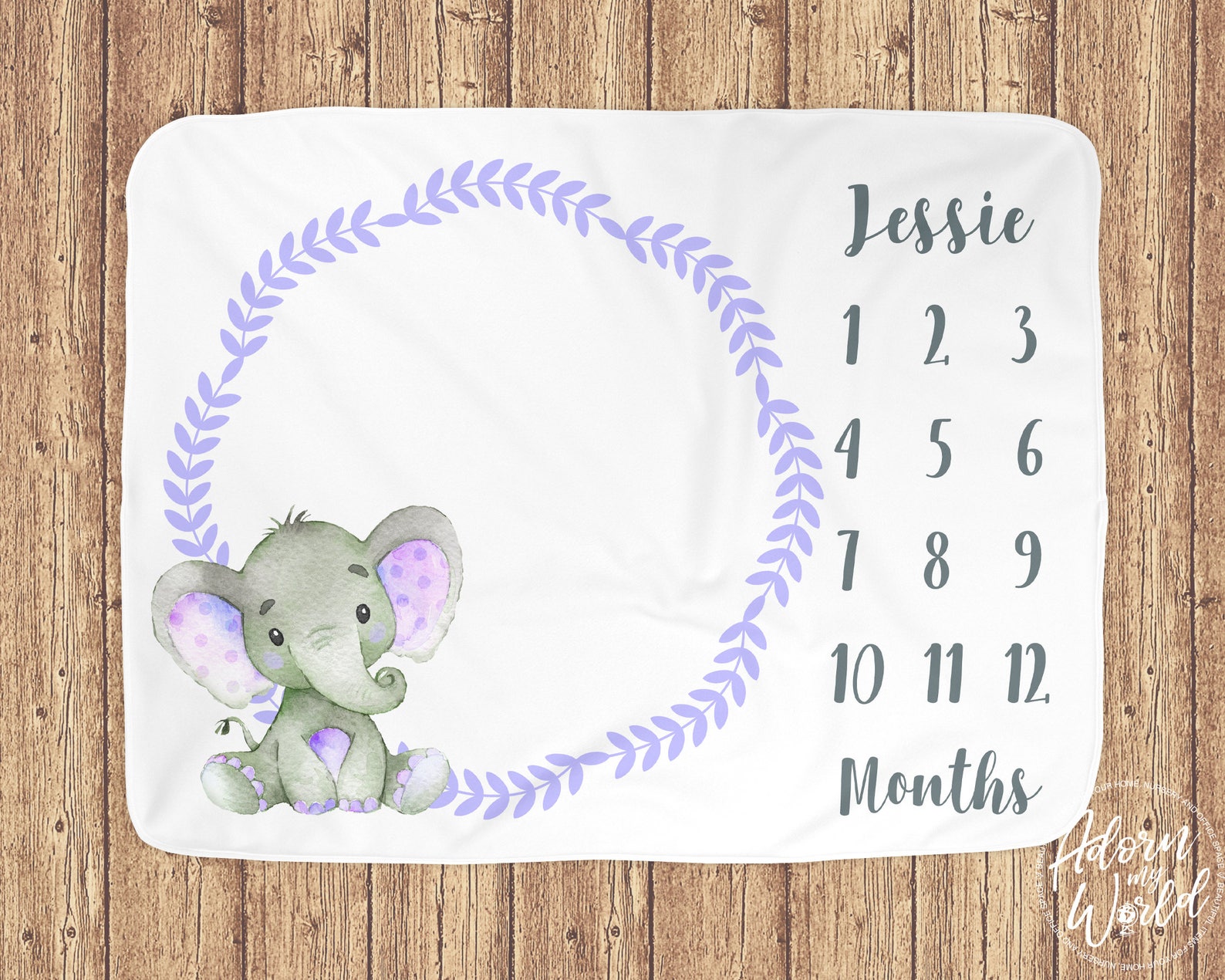 Milestone Blanket Elephant Month Blanket Elephant Baby Etsy