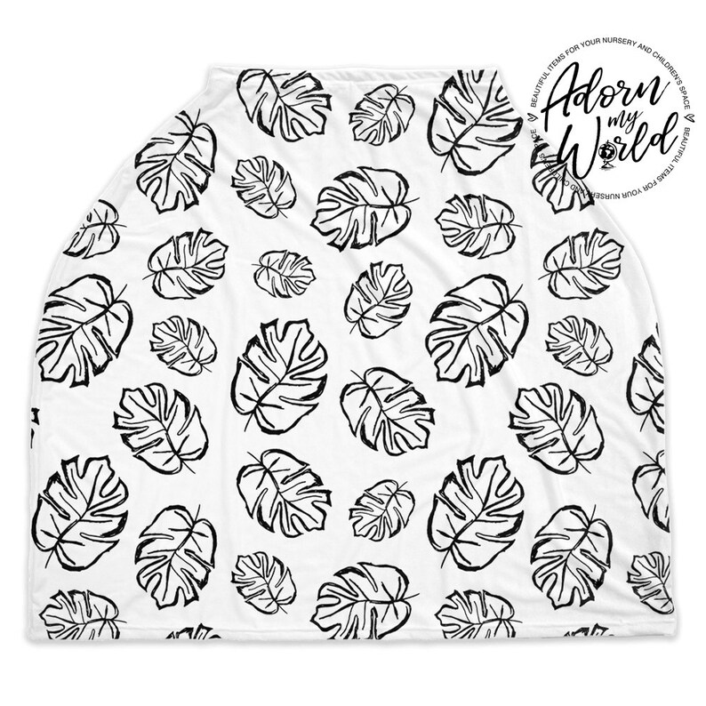 Car Seat Cover Baby Black and White Palm Leaves Tropical Etsy