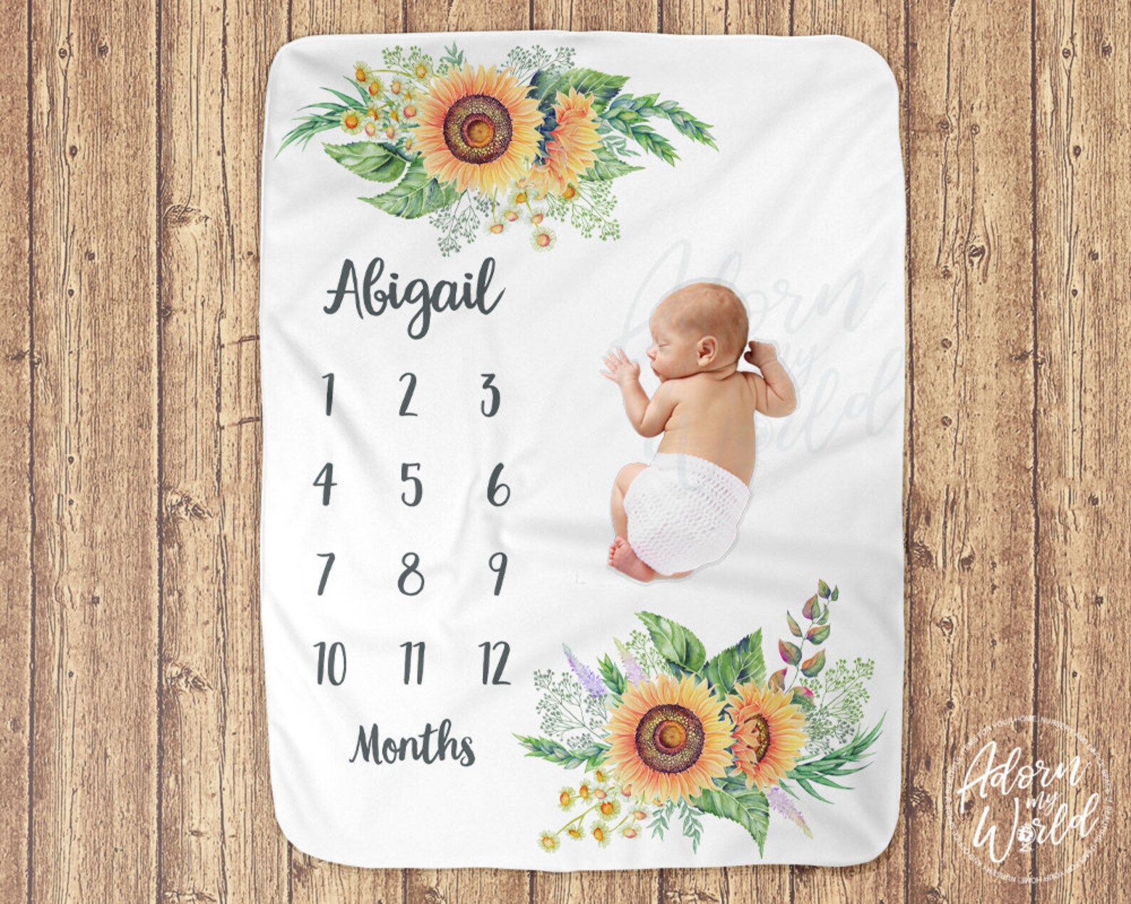 Floral Milestone Blanket Floral Month Blanket Sunflower Etsy UK