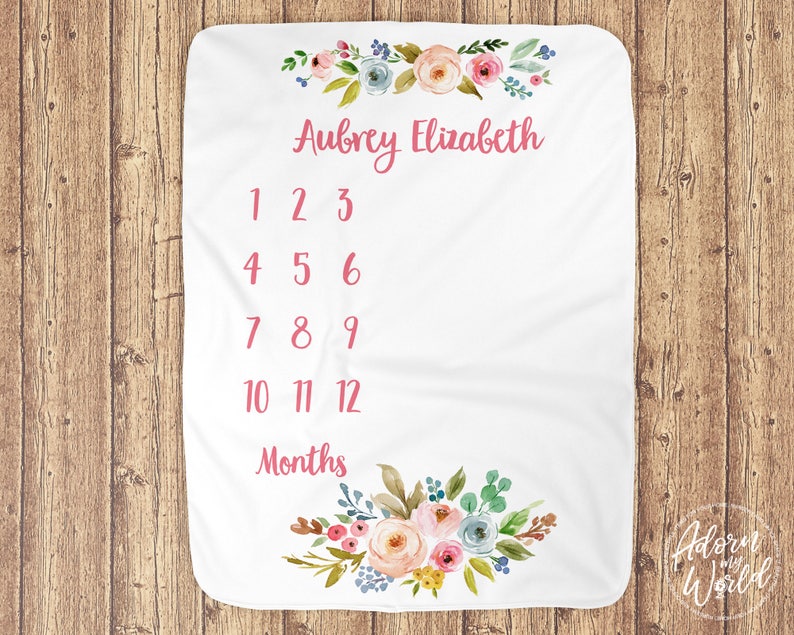 Milestone Blanket Baby Month Blanket Milestone Blanket Girl Etsy UK