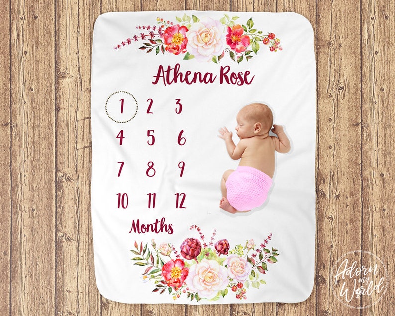 personalised baby month blanket