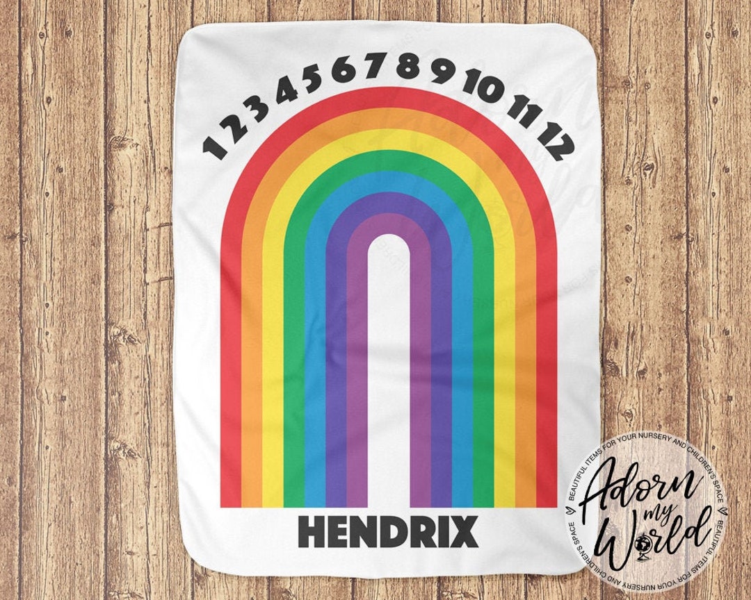 Rainbow Milestone Blanket, Rainbow Month Blanket, Baby Monthly Blanket