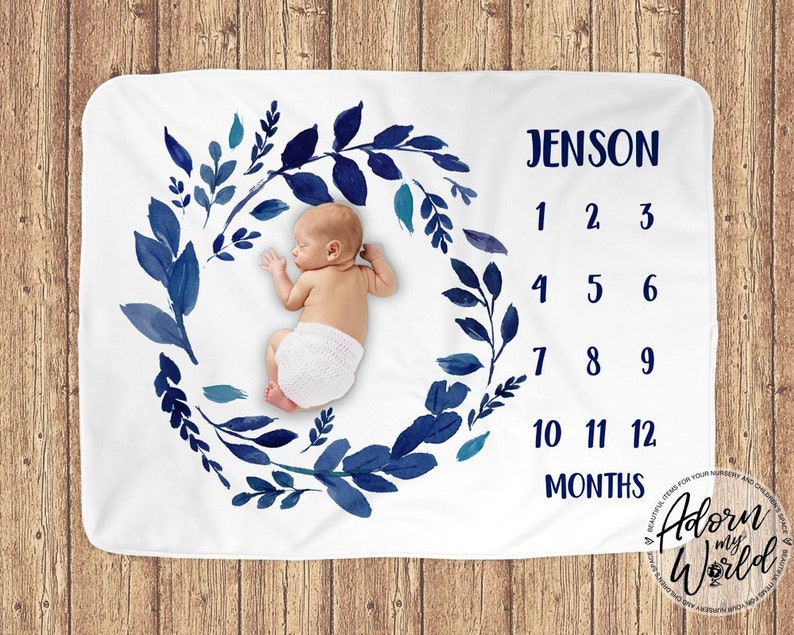 Month Blanket Boy Milestone Blanket Boy Monthly Blanket Baby Etsy