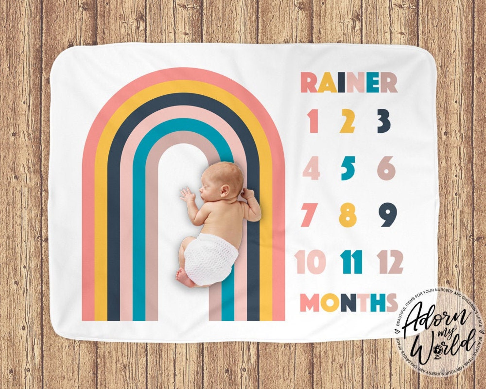 Rainbow Milestone Blanket Rainbow Baby Gift Rainbow Monthly Etsy