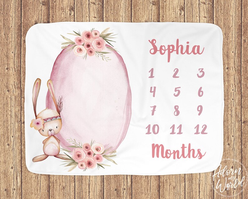 Customized Baby Blanket Monthly Milestone Blanket Baby Girl Etsy UK