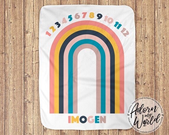 Rainbow Monthly Milestone Blanket Rainbow Baby Gift Baby ...