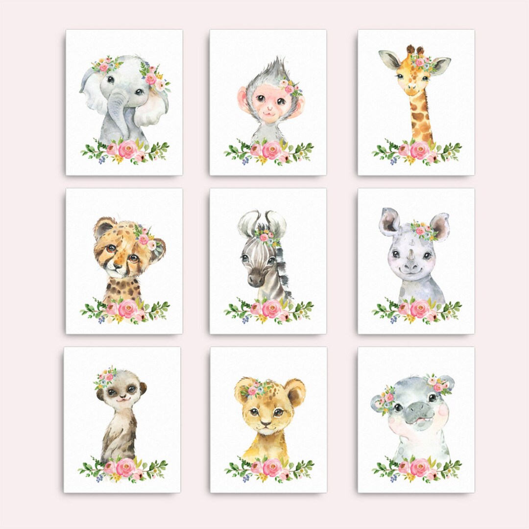 Safari Animal Wall Art, Safari Animal Canvas Wraps, Jungle Animal