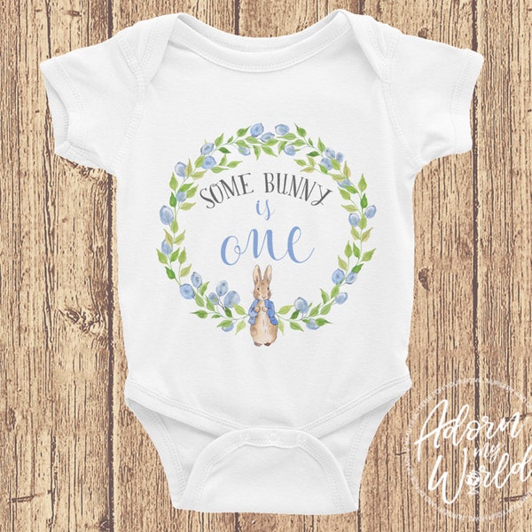 Some Bunny Is One Bodysuit, 1st Birthday Bodysuit, First Birthday Outfit, Peter Rabbit Outfit, Peter Rabbit Kleidung, Peter Rabbit Bodysuit,