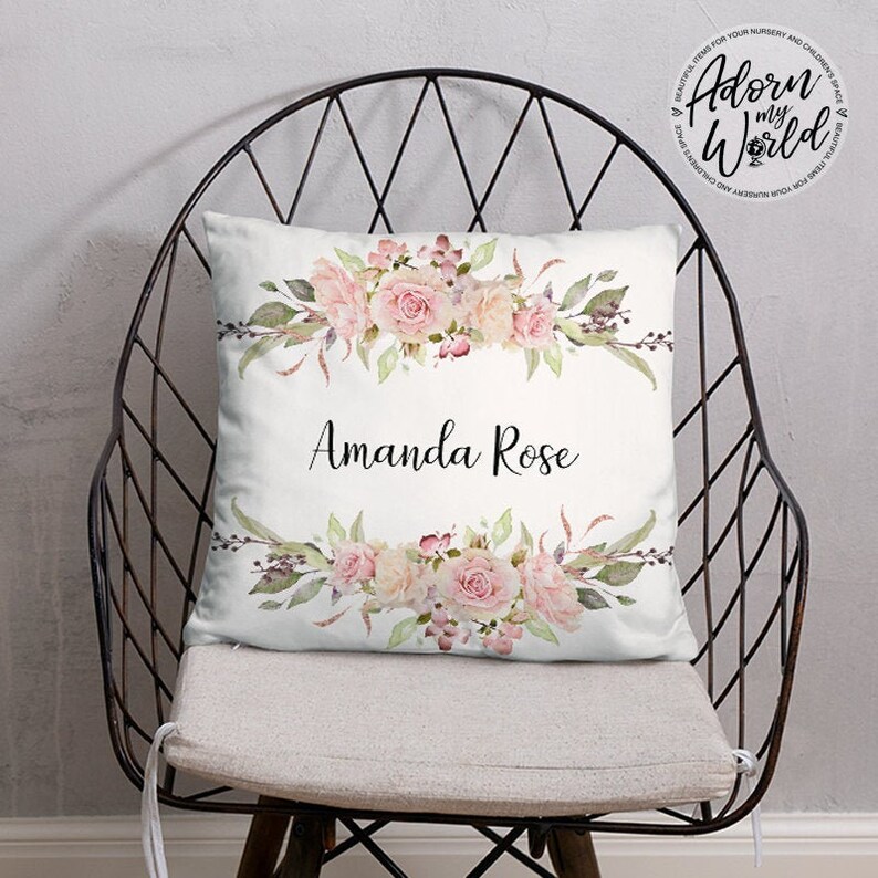Personalized Name Pillow Floral Name Pillow Custom Pillow Etsy UK