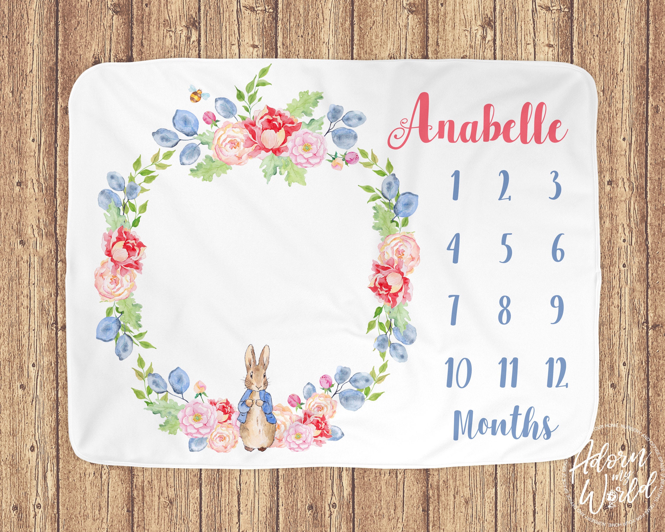 Milestone Blanket Girl Personalized Baby Milestone Blanket Etsy