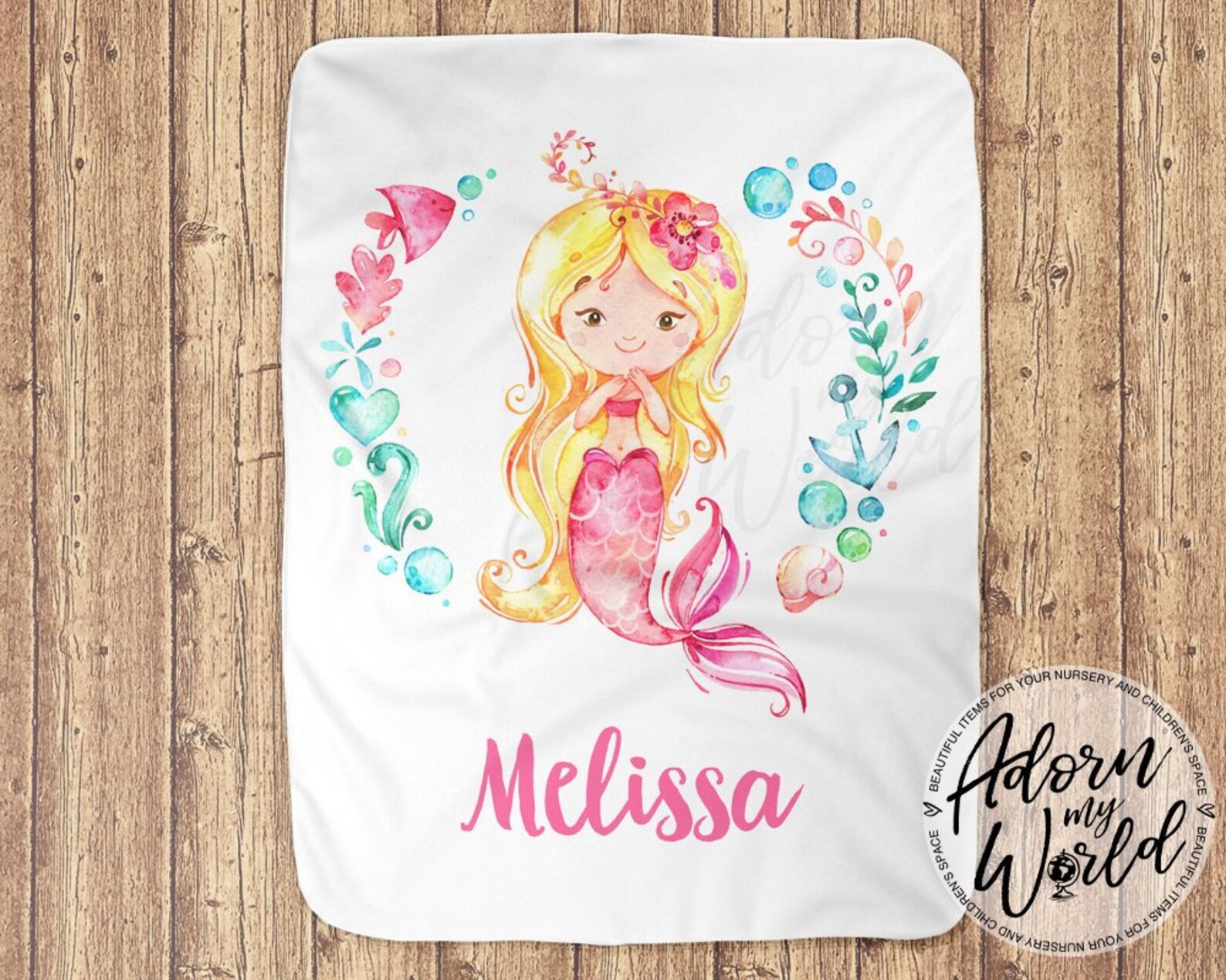 Baby Name Blanket Mermaid Baby Blanket Personalized Baby Etsy UK
