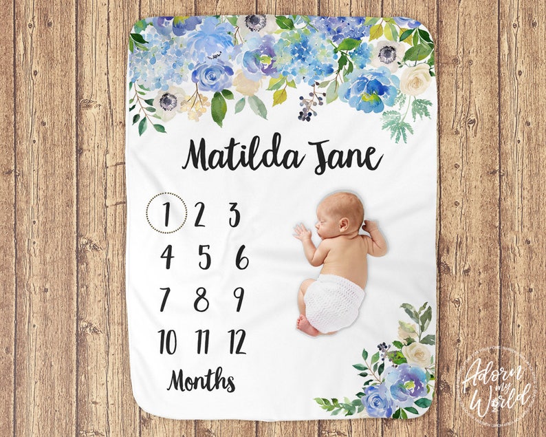 Custom Milestone Blanket Personalized Baby Blanket Milestone Etsy