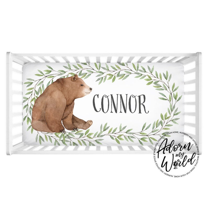 Bear Crib Sheet Personalized Bear Nursery Bedding New Baby Etsy
