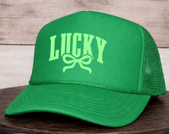 Lucky Bow Embroidered Trucker Hat - St. Patrick's Day Party Snapback