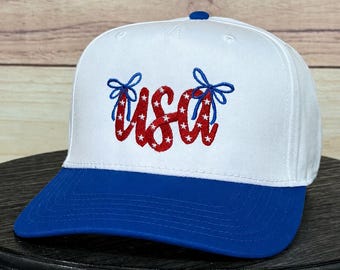 USA Bows | Patriotic, Summer, 4th of July Trucker Hat, America 250 Years