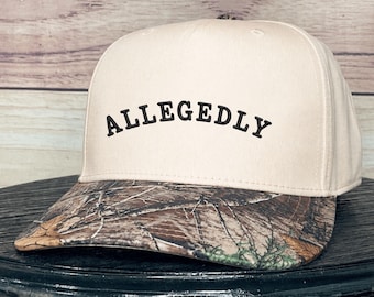 Allegedly | Funny Conspiracy Theory | Trucker Hat for Women | Otto Style 5 Panel Baseball Hat | Embroidered