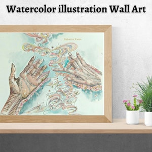 Faible, fort, lettre, 11 X 14, impression, art mural, décoration, cadeau, mignon, inspiration, chrétien, vie réelle, mains, fleurs de cerisier