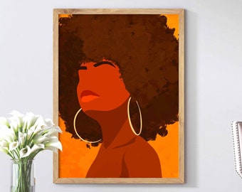 Black Woman Printable Art, Woman Wall Art, Woman Digital Print