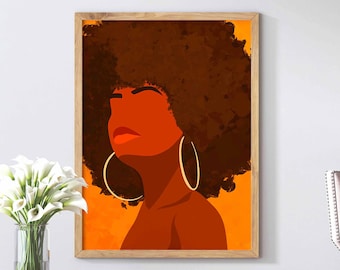 Black Woman Printable Art, Woman Wall Art, Woman Digital Print