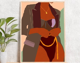 Black Woman Wall Art, Digital Download, Black Art, PNG, Poster, Black Women Art, African American Art, Wall Art, Black Women Illustration