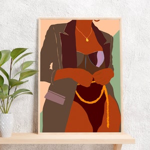 Black Woman Wall Art, Digital Download, Black Art, PNG, Poster, Black Women Art, African American Art, Wall Art, Black Women Illustration