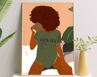 Digital Woman Print, Woman Art Print, Plant Woman Print