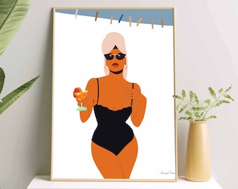 Staycation, Woman Digital Art Print