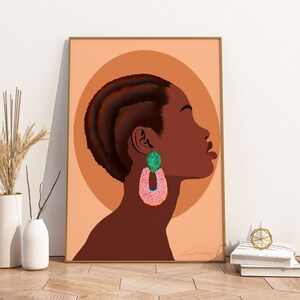 Black Woman Digital Print, DOWNLOADABLE ART PRINT, Black Woman Art, Black Girl Art, Boho woman minimalist art, Abstract woman art