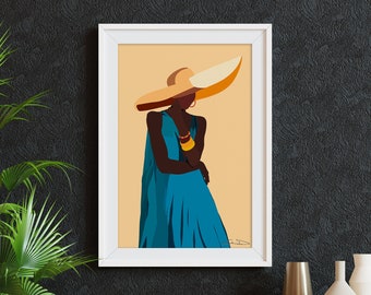 Grace Digital Print, Woman Art, Woman Printable Art, Black Girl Art