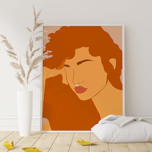 Abstract Woman Art, Woman Digital Print, Boho Woman Art, Minimal Woman Art