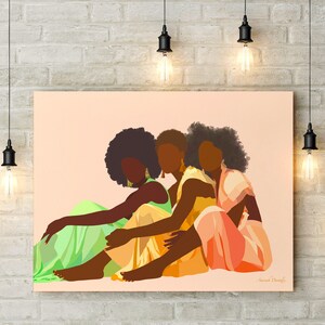 Minimalist Black Woman Art Print – Physical Art Print - Pastel Wall Art for Bedroom or Living Room Decor