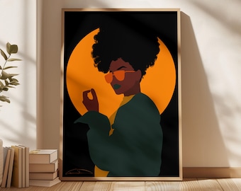 Black Women Art - Digital Art Print - Graphic Illustration - African American Art - Wall Art - Black Women - Black Girl Magic - Afro Art