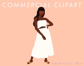 Garnet Three Clipart, Clipart by Aminah Dantzler, Woman Clipart, Fashion Clipart, Black Woman Clipart, Black Girl Clipart