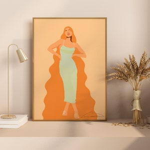 Minimalist Woman Wall Art Decor, Digital Art Print
