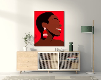 Black Woman Printable, Black Digital Print, Fashion Print, Black Women Art