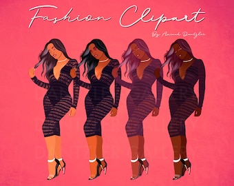 Fashion Clipart, Black Girl Clipart