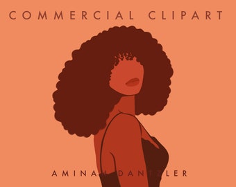 Afro Woman Clipart, Black Woman PNG, Black Girl PNG, Boho Woman Clipart, Fashion Clipart