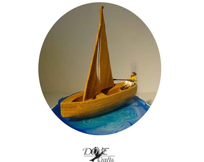 The Smallest wooden Sailing Boat, Oak and Olive wood (Miniature), Hand Crafted