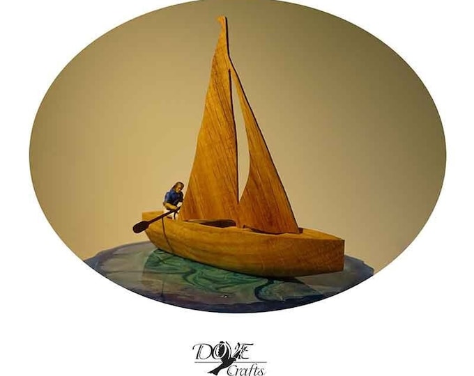 The Smallest wooden Rowing/Fishing/Sailing Boat, Oak wood (Miniature), Hand Crafted