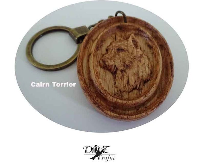 Dog Keyring, can be Personalised on Oak wood