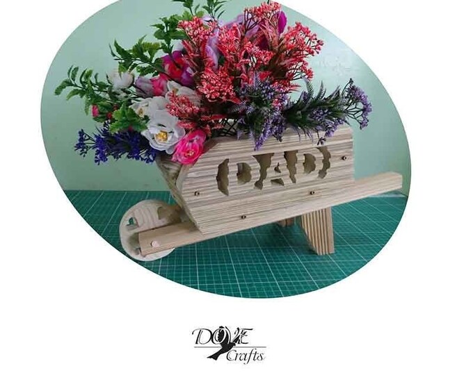 Wheelbarrow Planter Hand Crafted, Carving